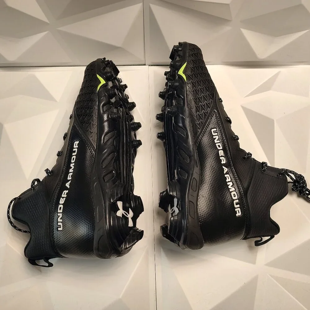 Under Armour Mens Football Cleat 16 Black White Shoe Lacrosse Spine Hammer - Picture 4 of 12